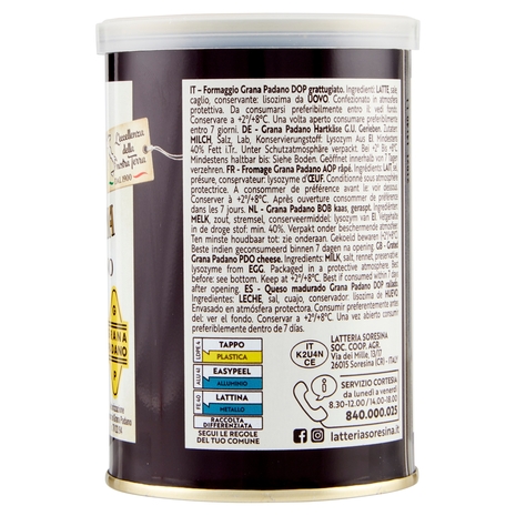 Gran Soresina Grana Padano DOP Grattugiato Riserva Oltre 20 Mesi 160 g